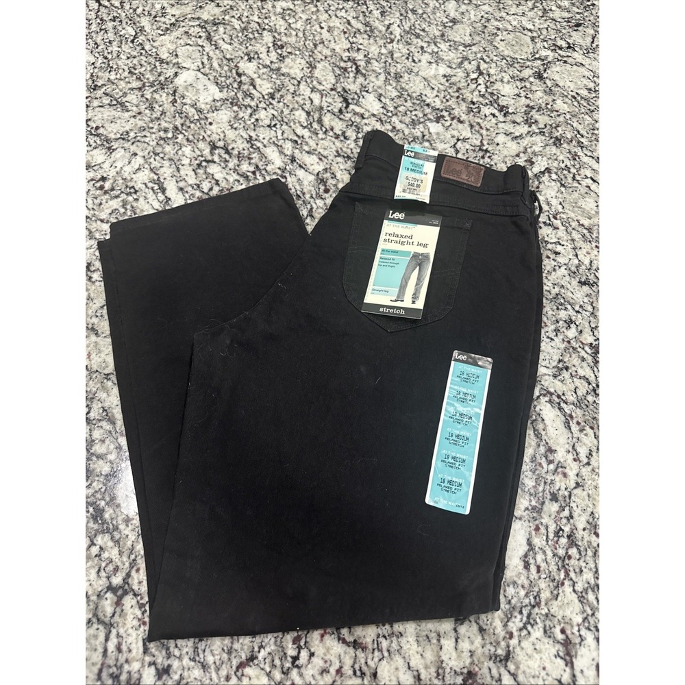 Riders Relaxed Fit Women's Black Straight Leg Jeans Size 18 Med